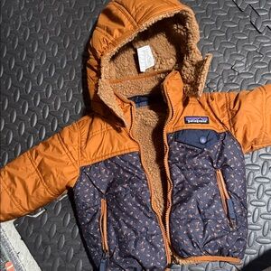 Patagonia Tan and Navy Hooded Jacket